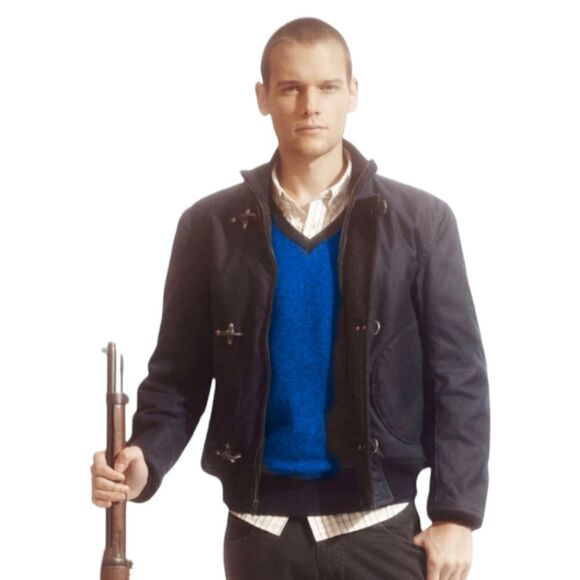 CPT Cockpit USA Retro Style Aviator V Neck Lambswool Blue Pullover Men's sz XL - Picture 2 of 9